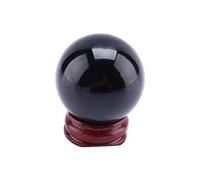 OEBUAFI Bola Curativa de Cristal de Cuarzo Negro Raro Asiático, Gran Colección de Artesanías, Regalos para Decoración, Meditación Feng Shui con Soporte, de Navidad
