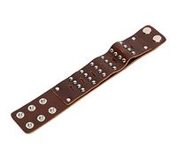 OEBUAFI Brazalete Trenzado Vintage de Cuero con Botón a Presión Clásico para Hombres Estilo Punk Fresco Hecho a Mano Banda Ancha Regalo para Hermanos o para Usted Mismo (BROWN)