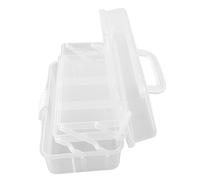 OEBUAFI Caja de Herramientas Plegable Transparente de Tres Capas, Caja de Almacenamiento de Plástico Duradero, Organizador Portátil con Asa para Arte, Papelería, Accesorios de Herramientas (WHITE)