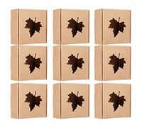 OEBUAFI Caja de Regalo de Papel Kraft con Patrón de Hoja de Arce, Recuerdo de Fiesta de Boda, 50 Uds., 2,6x2,6x1,2 Pulgadas, Embalaje Artesanal para Dulces, Galletas, Color Marrón