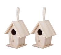 OEBUAFI Caja Nido Colgante Decorativa de Madera para Casa de Pájaros para Jardín Al Aire Libre, Patio, Decoración del Hogar, 2 Cajas Nido para Pájaros Adecuadas para Loros, Pinzones, Madera de Platane