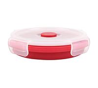 OEBUAFI Caja Plegable de Silicona de 350 Ml, Apto para Microondas y Lavavajillas, Contenedor de Alimentos Plegable Apilable con Cierre de Clip de Ventilación para Oficina, Camping, (rojo)
