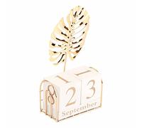 OEBUAFI Calendario con Tapa Manual, Calendario Perpetuo de Madera Rústica, de Escritorio Decorativo para Estudio de Oficina en Casa, 12 * 6 * 21,5 Cm (#2)