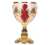 OEBUAFI Cáliz de Oro, Copa de Proxeneta de Aleación de Zinc de 4 Pulgadas de Alto con Patrón de Flores en Relieve Retro y Pulido de Esmalte para Decoración de Barra de Banquete de (Flor Roja Blanca