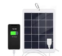 OEBUAFI Cargador Solar Portátil de 3 W, Cargador de Panel Solar, Banco de Energía con Interfaz USB-A para Acampar, Senderismo, Teléfono Móvil, Mini Ventilador, Luz LED