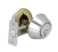 OEBUAFI Cerradura de Puerta de Seguridad de Acero de Doble Cilindro con Revestimiento Multicapa para Puertas de Madera Maciza, Bronce Rojo, 1 Paquete (Acero inoxidable)