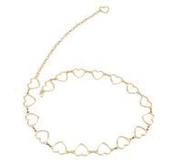 OEBUAFI Cinturón de Cadena de Metal con Diamantes de Imitación Brillantes, Diseño de Amor Dorado, Cinturón de Cadena Dorado que Combina con Todo para Mujer, para Bodas, Eventos de Moda, Metal