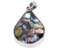 OEBUAFI Colgante de Grava Natural, Joyería de Piedra en Forma de Gota de Agua con Brillo Natural para Mujeres y Hombres, Regalos para Navidad, Aniversario, Día de San Valentín, Día de la (SILVER)
