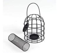 OEBUAFI Comedero para Pájaros Colgante, Columna de Alimentación de Metal Fácil de Rellenar para Alimentos Frescos del Sol, 7,09 "X 7,09" X 11,22" (Black)