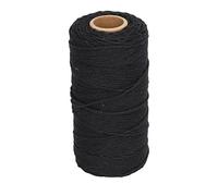 OEBUAFI Cuerda de macramé de Algodón de 2mm, Materiales de para Decoraciones de Boda, álbumes de Recortes, Cordón de Algodón para Amantes del Bricolaje, 1 Unidad (BLACK)