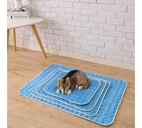 OEBUAFI Estera Refrescante para Perros, Almohadilla de Seda de Hielo Suave y No Tóxica para Aliviar el Calor del Verano para Mascotas de Todos los Tamaños, Disponible en Varios Tamaños (Blue #26)