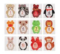 OEBUAFI Etiqueta Engomada del Mes del bebé, 12 Piezas de Accesorios Fotográficos Conmemorativos para Recién Nacidos para Celebrar el Año de Cada bebé con Lindas Imágenes de Dibujos