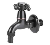 OEBUAFI Grifo de Lavadora de Estilo Retro, Grifo Corto Negro de Latón, Apertura Rápida con Núcleo de Válvula de Cerámica para una Fácil Instalación, Rosca G1/2 Pulgadas