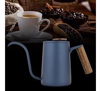 OEBUAFI Hervidor con Pico de Cuello de Cisne con de Acero Inoxidable de Moda para Extraer el Sabor Puro del café, con y Tapa de Madera, Gran Regalo para los Amantes del café, 600 Ml (BLUE)