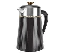 OEBUAFI Hervidor de Agua Caliente, Hervidor Eléctrico de Acero Inoxidable Negro de 1800W con Apagado Automático para Uso Familiar, Capacidad de 2L (Enchufe de la UE)