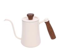 OEBUAFI Hervidor de café, Manual de Acero Inoxidable de 600 Ml con Boquilla Larga y Estrecha y de Madera, para Acampar en Casa (WHITE)