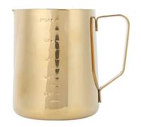 OEBUAFI Jarra de Espuma de Acero Inoxidable, Taza de Barista con Escala de Medición, Jarra de Leche Dorada para Arte Latte, Elaboración de café y Uso en Cafetería en Casa (600ML (con escala))