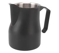 OEBUAFI Jarra para Espumar Leche de Acero Inoxidable 304 con Boquilla a Escala para café Latte Art en Casa y Oficina (Negro Mate 350ml)