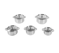 OEBUAFI Juego de 5 Uds de Ollas de Acero Inoxidable, Olla para Sopa, Utensilios de Cocina con 2 Asas para Cocinar a Gas, Cocina de Inducción
