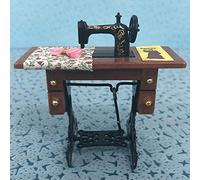 OEBUAFI Juguete de Muebles de Máquina de Coser en Miniatura Vintage para Exhibición de Casa de Muñecas 1:12, Material No Tóxico
