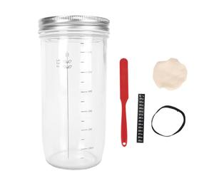 OEBUAFI Kit de Iniciación de Masa Madre de 24 Oz, Marcador de Línea de Alimentación de Gran Apertura de Vidrio para Entusiastas y Profesionales de la Repostería de Pan