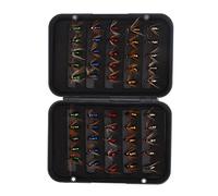 OEBUAFI Kit de Señuelos de Pesca con Mosca Multicolor, 50 Unidades, Ideal para Capturar Peces en Embalses, Anzuelos Afilados y Resistentes