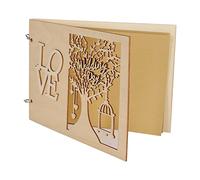 OEBUAFI Libro de Visitas de Boda de Madera Libro de Visitas Hecho a Mano Álbum de Mensajes de Boda con Cubierta Tallada para Regalo de Recuerdo de (Estilo 2 (especificación del Proveedor: JM01461))