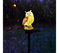 OEBUAFI Luces LED Solares de Búho, Elegante Decoración Impermeable para Exteriores, para Camino de Jardín, Resina Duradera, 45 Pulgadas de Alto (BROWN)