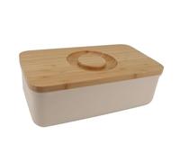 OEBUAFI Mantequera Grande y Moderna con Tapa de Madera, Diseño Sellado para Encimera de Cocina, Caja de Almacenamiento de Pan para Frescura, Gran Capacidad para Varios Panes, Plástico, 8,5 X 15,0 X