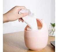 OEBUAFI Mini Cubo de Basura para Escritorio con Tapa Abatible, Contenedor de Residuos Pequeño de PP para Uso Doméstico y de Oficina, Bonito Cubo de Basura de Escritorio de 12,5 Cm (PINK)