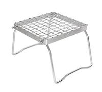 OEBUAFI Mini Parrilla Plegable Parrilla de Fogata de Acero Inoxidable para Camping y Fiestas Al Aire Plata 1 Unidad