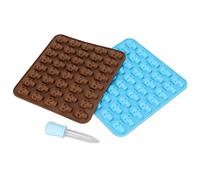 OEBUAFI Molde de Silicona de Cráneo 2 Piezas 40 Cavidades Bandeja de Hielo Antiadherente con Gotero para Halloween Chocolate Fondant Caramelo