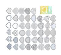 OEBUAFI Pegatinas Decorativas de Encaje con Marco Transparente, Material PET Impermeable, 45 Hojas para Decoración de álbumes de Recortes y Cuadernos (En forma de corazón)