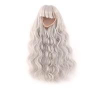 OEBUAFI Peluca de Muñeca Larga y Rizada, Cabello de Repuesto Suave y Sedoso con Flequillo Recto para Muñecas con Circunferencia de Cabeza de 18,5 a 21 Cm que Agrega un Estilo de Volumen (gris-plata)