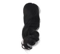 OEBUAFI Peluca de Muñeca Larga y Rizada, Material de Seda Suave con Diseño de Cuero Cabelludo Real para Muñeca 1/3 de 22 a 23 Cm de Circunferencia de Cabeza (Black)