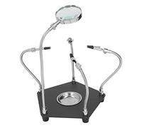 OEBUAFI Placa Base de Metal Soporte de Soldadura con Almohadilla de Silicona con Diseño de Clamp/Holder Herramienta de Lupa de Aumento 3 Veces para Reparación de Circuitos, Evaluación de Joyas