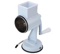 OEBUAFI Rallador de Verduras Manual, Triturador de Queso Rotatorio de Acero Inoxidable con 3 Cuchillas y Base de Ventosa, para Cocina de Patatas, Zanahorias, Ajos y Nueces (WHITE)