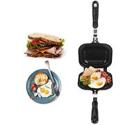 OEBUAFI Sartén Multifunción de Doble Cara, Tostadora de Sándwich, Máquina de Desayuno para Cocinar en Casa, 100% Aluminio Nuevo, 14,4x6,3x1,4 Pulgadas, Negro
