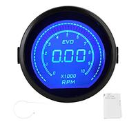 OEBUAFI Tacómetro Digital LCD de 2 Pulgadas con Indicador de RPM, Pantalla de Luz Roja y Azul, Velocímetro de Alta Precisión de 52 Mm para Automóviles de 12 V de 4, 6 y 8 Cilindro