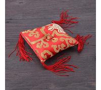 OEBUAFI Tapete de Cuenco Tibetano Hecho a Mano, Tapete Decorativo de Tela Roja, 10x10cm, 12x12cm, con Diseño Compacto Brillante para Regalo del Templo del Hogar (10CM)