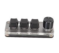 OEBUAFI Teclado Mini USB con Cable Tipo C de 3 Teclas con Interruptor Azul, Teclado Compacto Programable para Música y Medios, Adecuado para Computadora de Uso General (Black)
