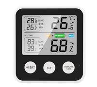 OEBUAFI Termómetro Higrómetro Magnético Digital con Pantalla LCD HD Función de Recordatorio de Comodidad para Dormitorio, Bodega, Blanco (BLACK)