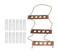 OEBUAFI Terrario de Pared de 3 Niveles para Plantas, Estación de Propagación de Hierbas con 12 Tubos de Ensayo de Vidrio Delgados y Soporte Triple de Madera. (Antiguo)