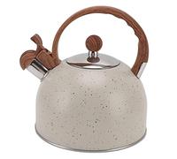 OEBUAFI Tetera con Silbido de 2,5 L, Tetera de Acero Inoxidable con Ergonómico y Tapa con Boquilla hacia Arriba para Hervir Agua, té y café (Beige)