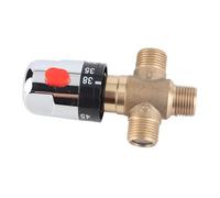 OEBUAFI Válvula Mezcladora Termostática de Latón, Fácil de Instalar con Entrada de Agua Fría y Caliente de 15 Mm, para Baño, Lavabo, Cocina, Lavabo, Ducha