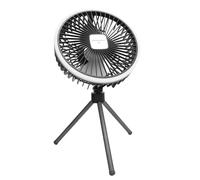 OEBUAFI Ventilador de Camping con Soporte para Trípode y Luz, Ventilador de Refrigeración Portátil para Acampar con Batería Recargable por USB, para el Hogar, Tienda de Campaña Al Aire