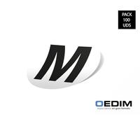 Oedim 100 Pegatinas Tallas de Ropa, Diseño Talla M, 4cm de diámetro, Fabricadas en Vinilo Polimérico Laminado Brillo