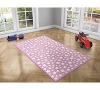 Oedim Alfombra Infantil Estrellas Fondo Rosa, 200x95cm, Moqueta PVC, Suelo vinílico, Suelo de Protección, Decoración del Hogar, Decoración para Habitaciones