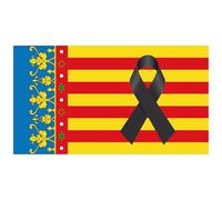 Oedim Bandera Comunidad Valenciana con Crespón, 150x85cm, Reforzada y con Pespuntes, Bandera con 4 Ojales Metálicos y Resistente al Agua
