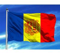 Oedim Bandera de Andorra 85x1,50cm | Reforzada y con Pespuntes | Bandera con 2 Ojales Metálicos y Resistente al Agua